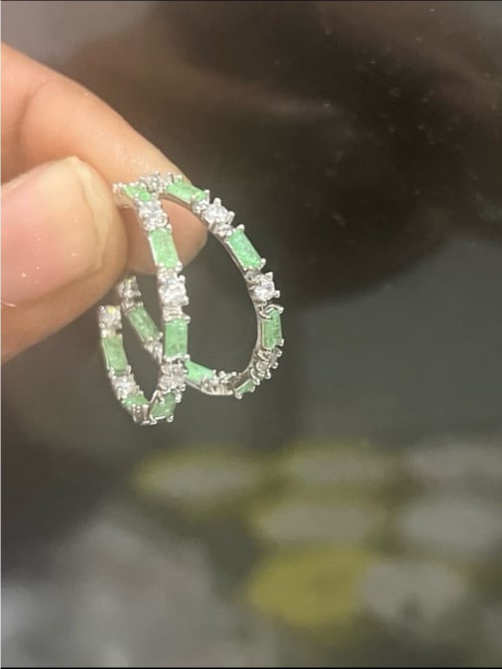 NWT bomb party simpler times lab created pale green ice crystal earrings